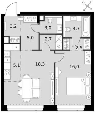Квартира 2-комн. квартира, 60.5 м² ЖК «Amber Сity» Фото 1 Квартира 2-комн. квартира, 60.5 м² ЖК «Amber Сity» Фото 1