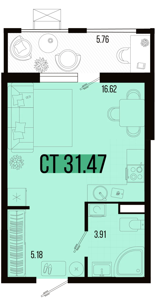 Планировка Студия, 29.3 м² ЖК «Цветной бульвар» Планировка Студия, 29.3 м² ЖК «Цветной бульвар»