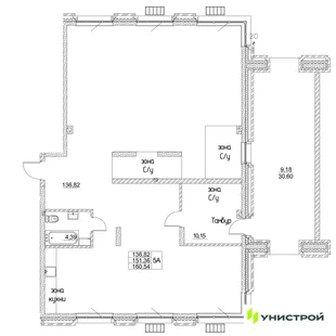 Планировка 1-комн. квартира, 160.54 м² ЖК «ART City»