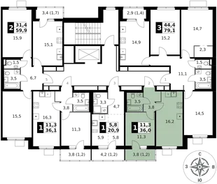 Квартира 1-комн. квартира, 36 м² ЖК «1-й Ясеневский» Фото 2 Квартира 1-комн. квартира, 36 м² ЖК «1-й Ясеневский» Фото 2