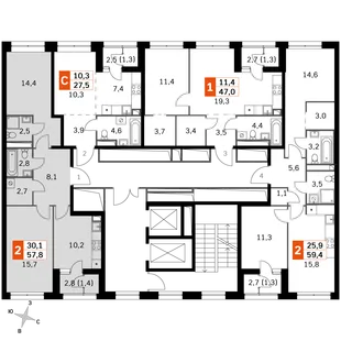 Квартира 2-комн. квартира, 57.8 м² ЖК «Sky Garden» Фото 2 Квартира 2-комн. квартира, 57.8 м² ЖК «Sky Garden» Фото 2
