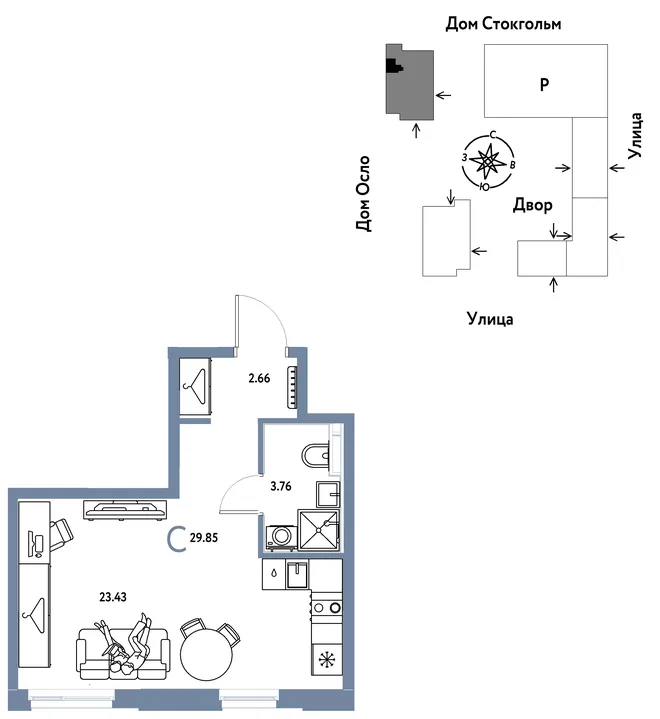 Планировка Студия, 29.85 м² ЖК «Европейский берег 2.0» Планировка Студия, 29.85 м² ЖК «Европейский берег 2.0»
