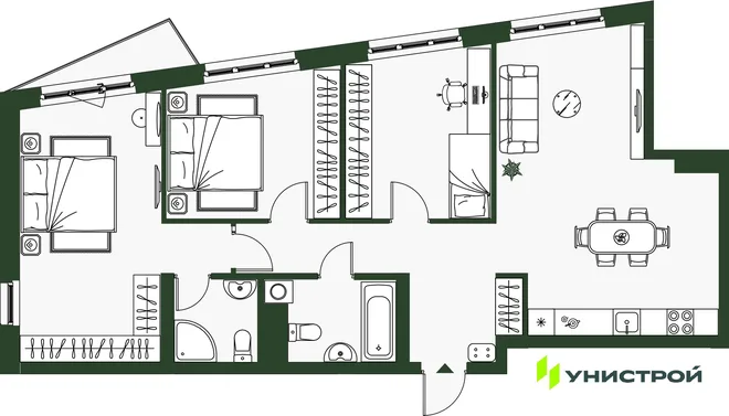 Планировка 3-комн. квартира, 86.17 м² ЖК «Парковый квартал 2.0» Планировка 3-комн. квартира, 86.17 м² ЖК «Парковый квартал 2.0»