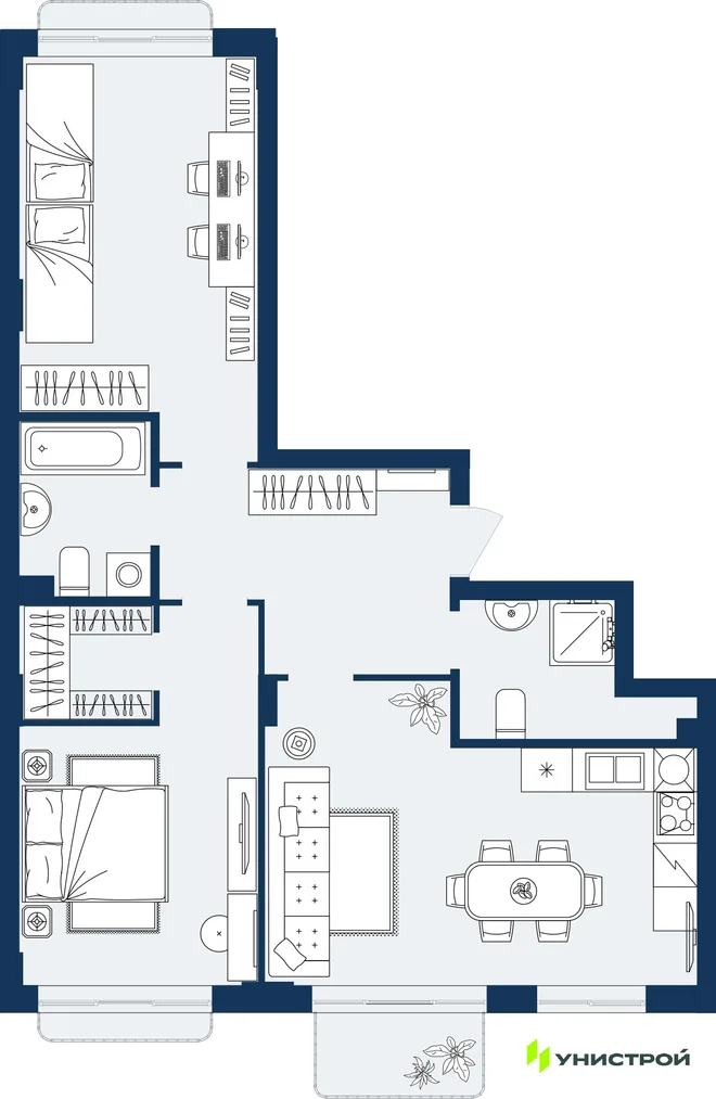 Планировка 2-комн. квартира, 74.55 м² ЖК «ГРАНД БЕРЕГ» Планировка 2-комн. квартира, 74.55 м² ЖК «ГРАНД БЕРЕГ»