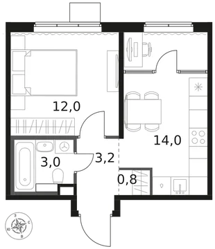 Квартира 1-комн. квартира, 33 м² ЖК «1-й Химкинский» Фото 1