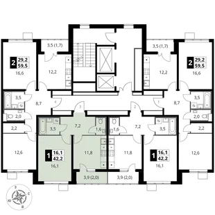 Квартира 1-комн. квартира, 42.2 м² ЖК «1-й Южный» Фото 2 Квартира 1-комн. квартира, 42.2 м² ЖК «1-й Южный» Фото 2
