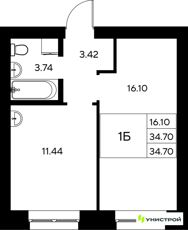 Планировка 1-комн. квартира, 34.7 м² ЖК «Царёво City» Планировка 1-комн. квартира, 34.7 м² ЖК «Царёво City»