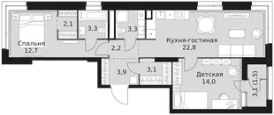 Квартира 2-комн. квартира, 68.9 м² ЖК «Sky Garden» Фото 1 Квартира 2-комн. квартира, 68.9 м² ЖК «Sky Garden» Фото 1