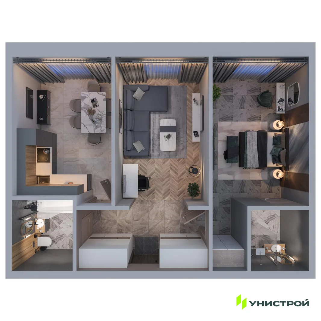 Планировка 2-комн. квартира, 59.19 м² ЖК «ART City»