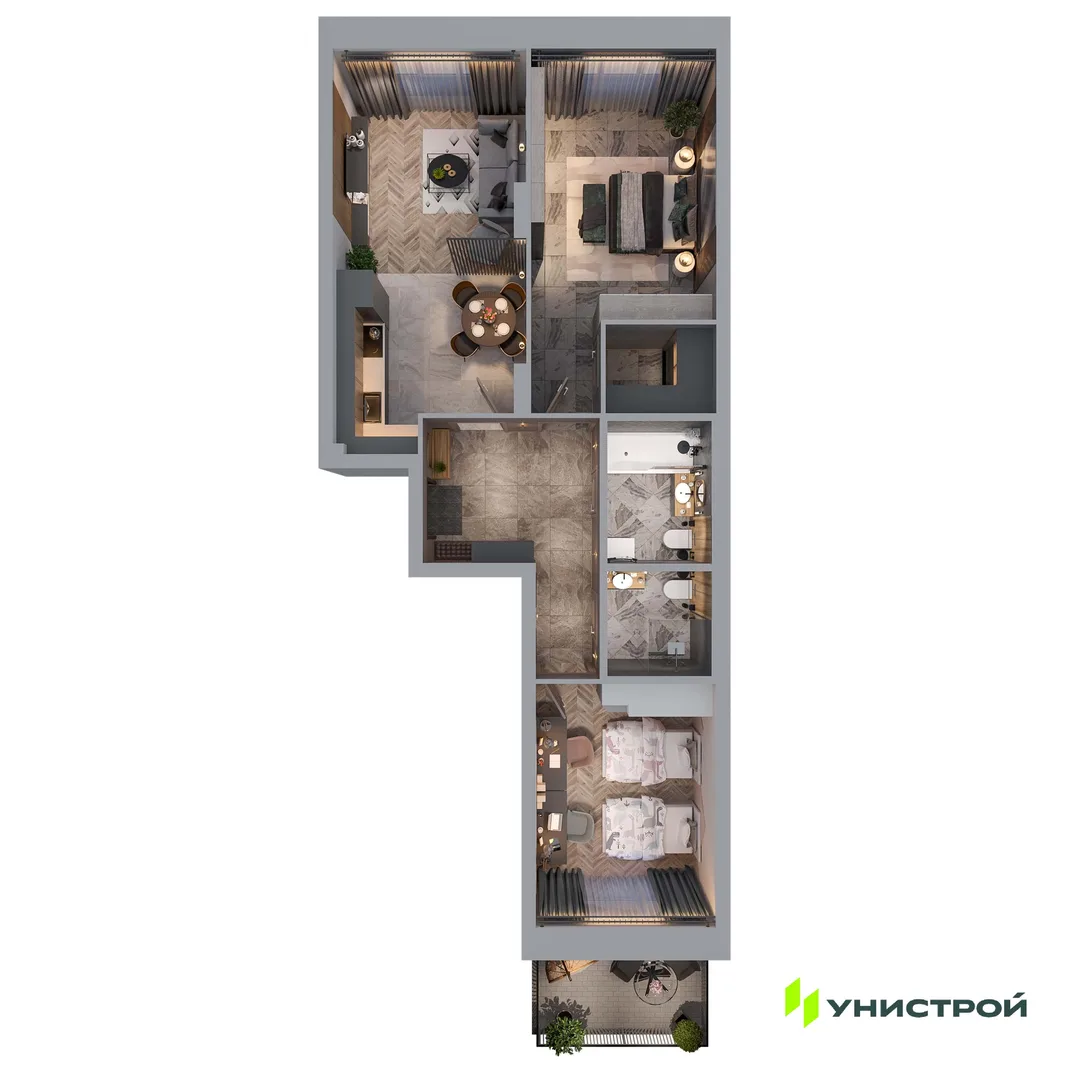 Планировка 2-комн. квартира, 71.39 м² ЖК «Statum»