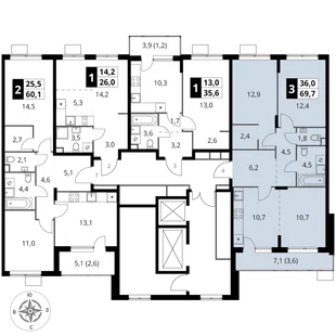 Квартира 3-комн. квартира, 69.7 м² ЖК «1-й Шереметьевский» Фото 1 Квартира 3-комн. квартира, 69.7 м² ЖК «1-й Шереметьевский» Фото 1