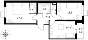 Квартира 2-комн. квартира, 59.9 м² ЖК «1-й Ясеневский» Фото 1