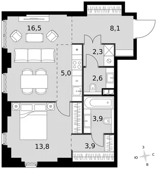 Квартира 2-комн. квартира, 56.1 м² ЖК «Sydney City» Фото 1 Квартира 2-комн. квартира, 56.1 м² ЖК «Sydney City» Фото 1