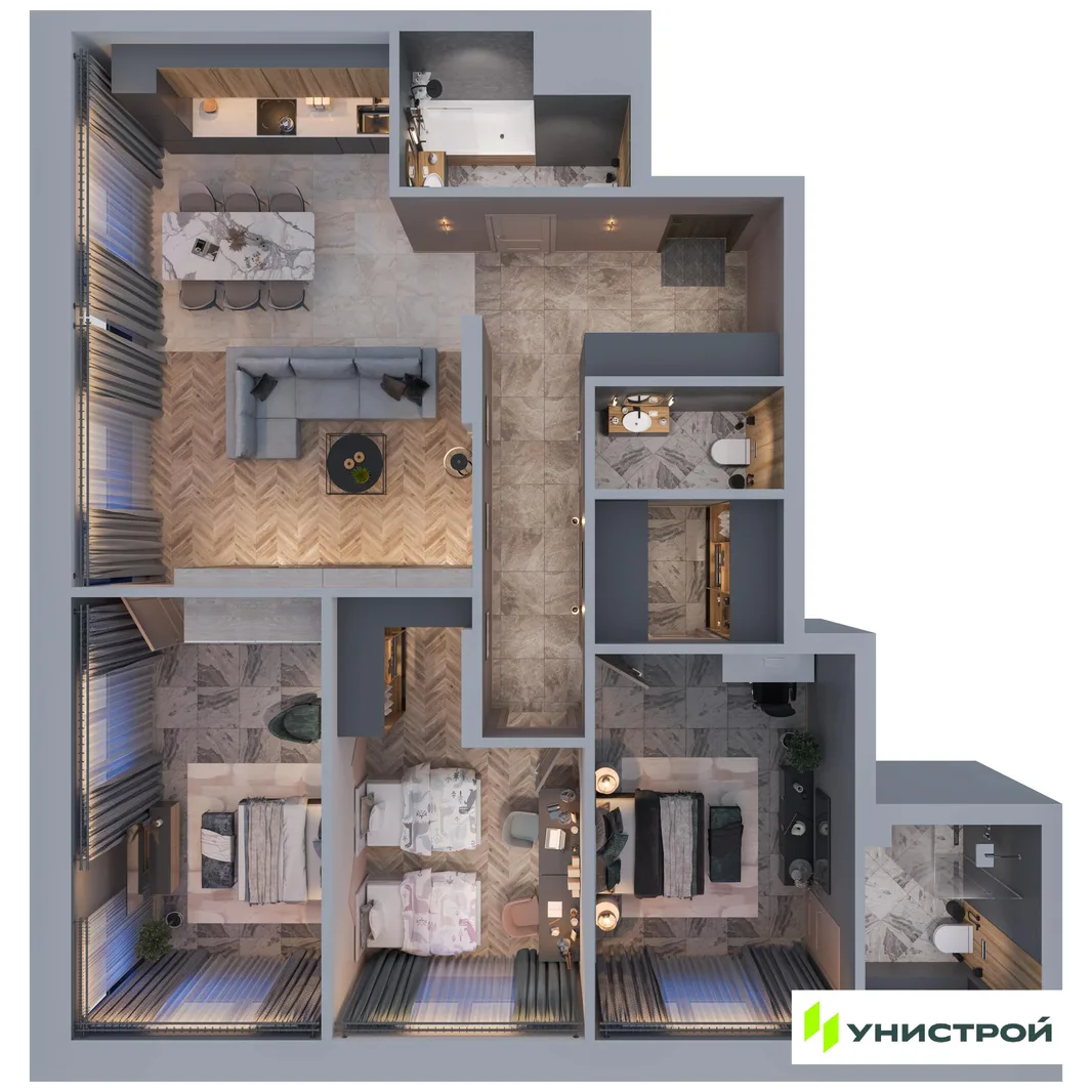 Планировка 3-комн. квартира, 101.93 м² ЖК «ART City»
