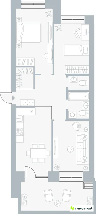 Планировка 3-комн. квартира, 77.92 м² ЖК «Причал»