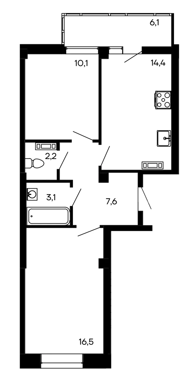 Планировка 2-комн. квартира, 60 м² ЖК «Доброгород»