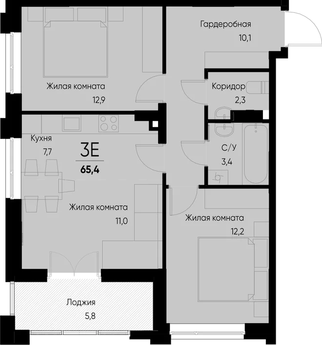 Планировка 3-комн. квартира, 65.4 м² ЖК «Васильевский остров» Планировка 3-комн. квартира, 65.4 м² ЖК «Васильевский остров»