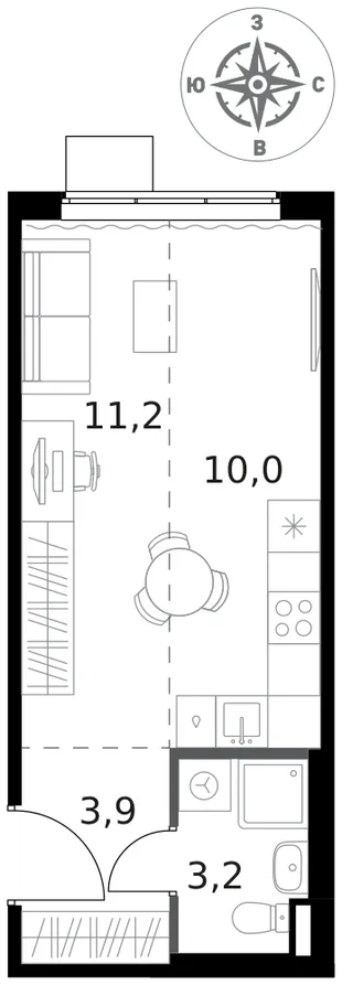 Квартира Студия, 28.3 м² ЖК «1-й Ясеневский» Фото 1 Квартира Студия, 28.3 м² ЖК «1-й Ясеневский» Фото 1