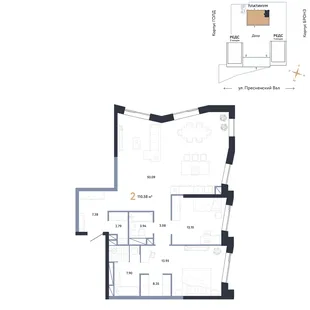Планировка 2-комн. квартира, 110.58 м² ЖК «Репаблик»