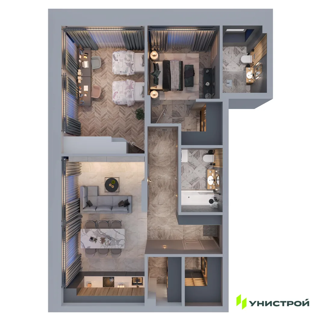 Планировка 2-комн. квартира, 77.52 м² ЖК «ART City»