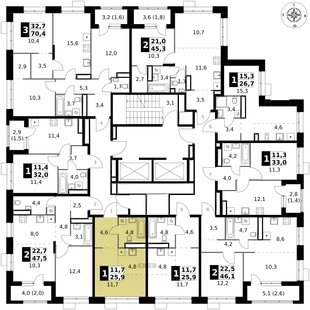 Квартира Студия, 25.9 м² ЖК «1-й Саларьевский» Фото 2