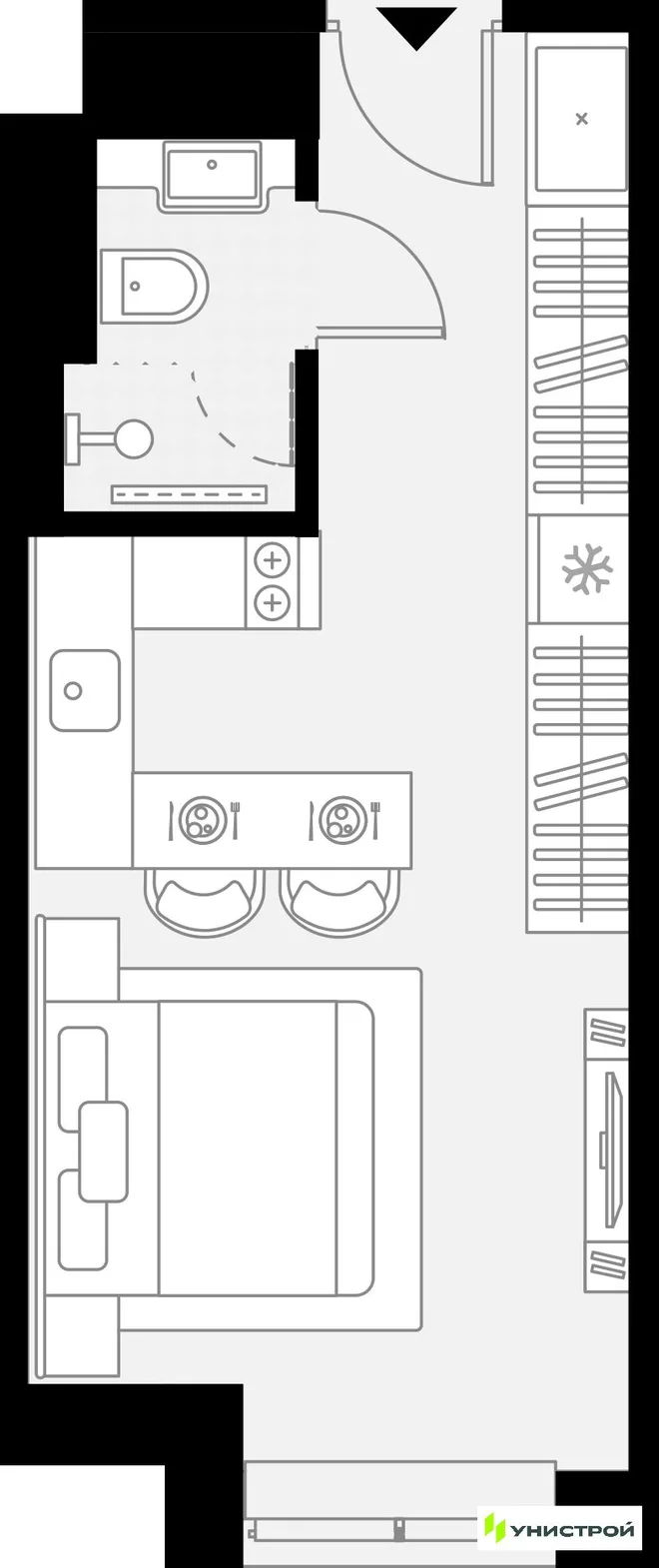 Планировка 1-комн. квартира, 22.06 м² ЖК «YES Горки» Планировка 1-комн. квартира, 22.06 м² ЖК «YES Горки»