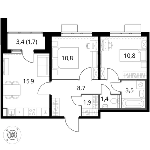 Квартира 2-комн. квартира, 54.7 м² ЖК «1-й Шереметьевский» Фото 1 Квартира 2-комн. квартира, 54.7 м² ЖК «1-й Шереметьевский» Фото 1
