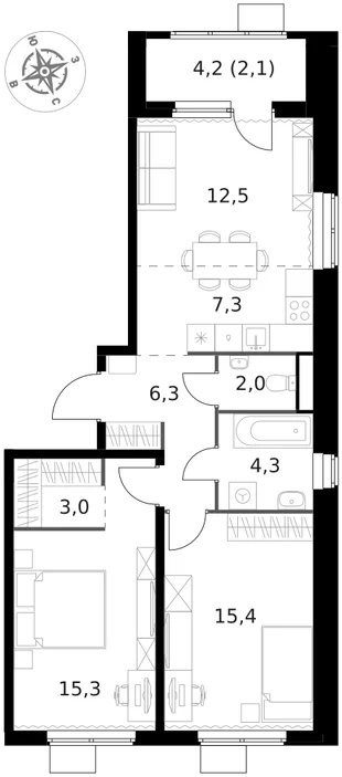 Квартира 3-комн. квартира, 68.2 м² ЖК «1-й Химкинский» Фото 1 Квартира 3-комн. квартира, 68.2 м² ЖК «1-й Химкинский» Фото 1