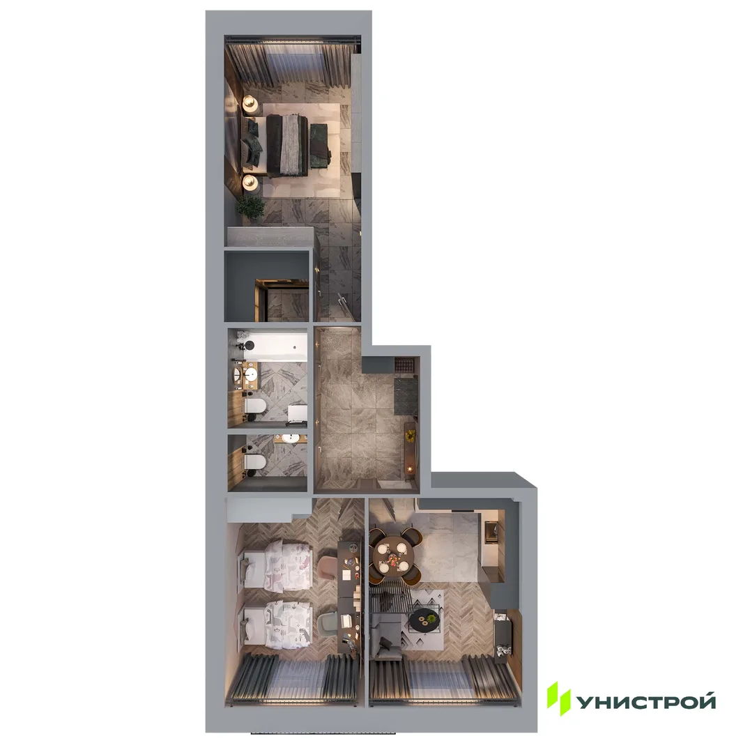 Планировка 2-комн. квартира, 63.97 м² ЖК «Statum»