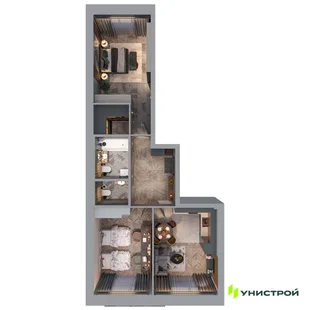 Планировка 2-комн. квартира, 63.97 м² ЖК «Statum»