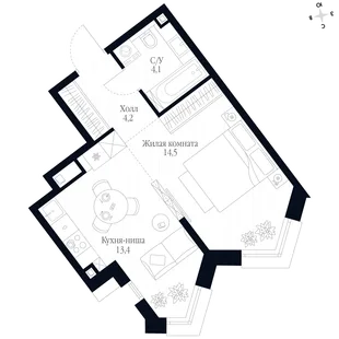Квартира Студия, 36.2 м² ЖК «Фордевинд» Фото 1 Квартира Студия, 36.2 м² ЖК «Фордевинд» Фото 1