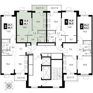 Квартира 1-комн. квартира, 38.1 м² ЖК «1-й Шереметьевский» Фото 1 Квартира 1-комн. квартира, 38.1 м² ЖК «1-й Шереметьевский» Фото 1