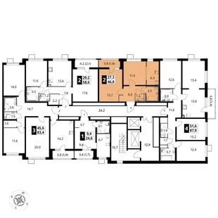 Квартира 2-комн. квартира, 46.9 м² ЖК «1-й Лермонтовский» Фото 2 Квартира 2-комн. квартира, 46.9 м² ЖК «1-й Лермонтовский» Фото 2