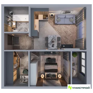 Планировка 1-комн. квартира, 46.18 м² ЖК «ART City»
