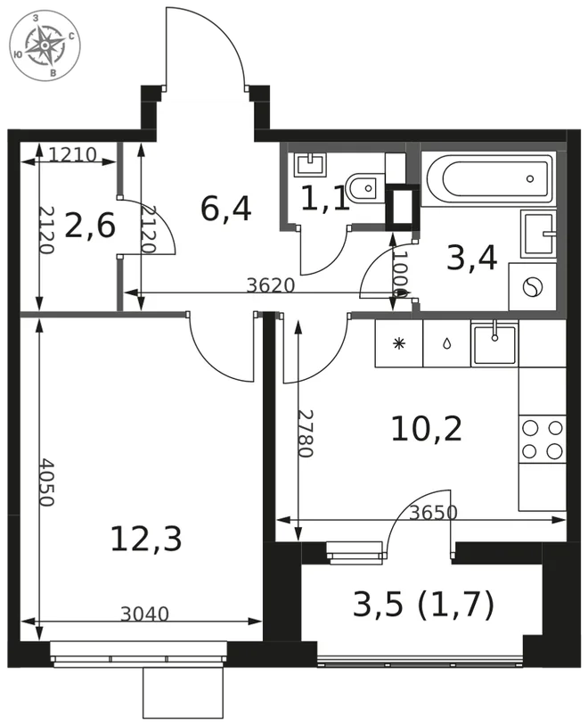 Планировка 1-комн. квартира, 37.7 м² ЖК «1-й Химкинский» Планировка 1-комн. квартира, 37.7 м² ЖК «1-й Химкинский»