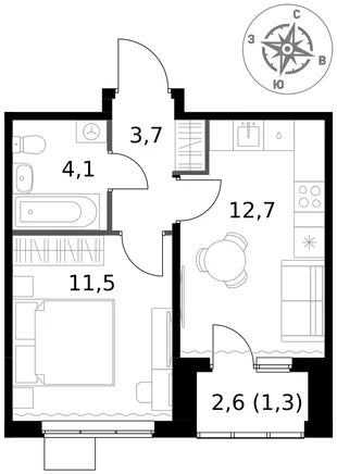 Квартира 1-комн. квартира, 33.3 м² ЖК «1-й Ясеневский» Фото 1 Квартира 1-комн. квартира, 33.3 м² ЖК «1-й Ясеневский» Фото 1