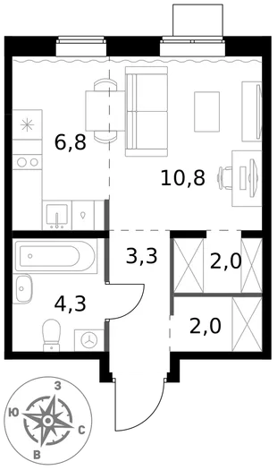 Квартира Студия, 29.2 м² ЖК «1-й Ясеневский» Фото 1