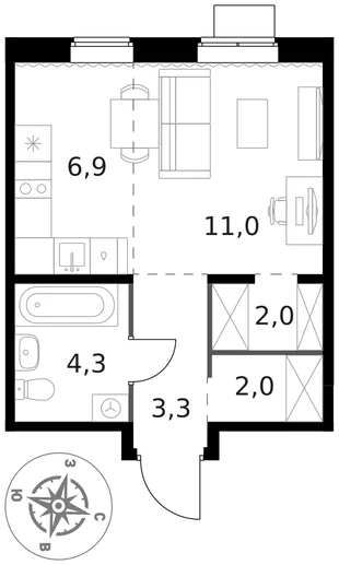 Квартира Студия, 29.5 м² ЖК «1-й Ясеневский» Фото 1