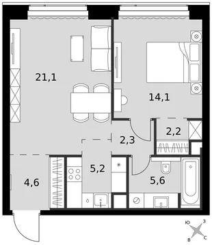 Квартира 2-комн. квартира, 55.1 м² ЖК «Amber Сity» Фото 1 Квартира 2-комн. квартира, 55.1 м² ЖК «Amber Сity» Фото 1