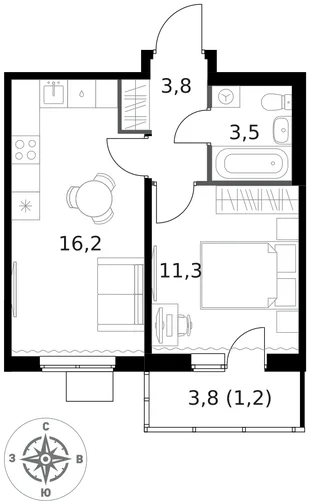 Квартира 1-комн. квартира, 36 м² ЖК «1-й Ясеневский» Фото 1