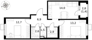 Квартира 2-комн. квартира, 55.2 м² ЖК «1-й Химкинский» Фото 1 Квартира 2-комн. квартира, 55.2 м² ЖК «1-й Химкинский» Фото 1