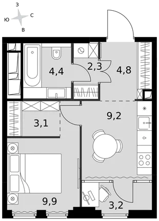Квартира 1-комн. квартира, 36.9 м² ЖК «Sydney City» Фото 1 Квартира 1-комн. квартира, 36.9 м² ЖК «Sydney City» Фото 1