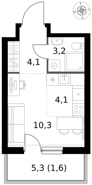 Квартира Студия, 23.3 м² ЖК «1-й Измайловский» Фото 1