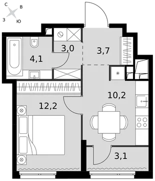 Квартира 1-комн. квартира, 36.3 м² ЖК «Sydney City» Фото 1 Квартира 1-комн. квартира, 36.3 м² ЖК «Sydney City» Фото 1