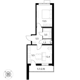 Квартира 2-комн. квартира, 44.9 м² ЖК «1-й Шереметьевский» Фото 1 Квартира 2-комн. квартира, 44.9 м² ЖК «1-й Шереметьевский» Фото 1