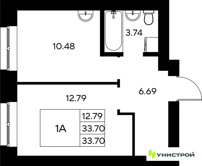 Планировка 1-комн. квартира, 33.7 м² ЖК «Царёво City» Планировка 1-комн. квартира, 33.7 м² ЖК «Царёво City»