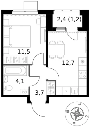 Квартира 1-комн. квартира, 33.2 м² ЖК «1-й Ясеневский» Фото 1