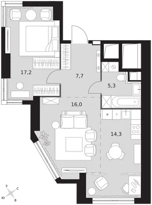 Квартира 2-комн. квартира, 60.5 м² ЖК «Архитектор» Фото 1 Квартира 2-комн. квартира, 60.5 м² ЖК «Архитектор» Фото 1