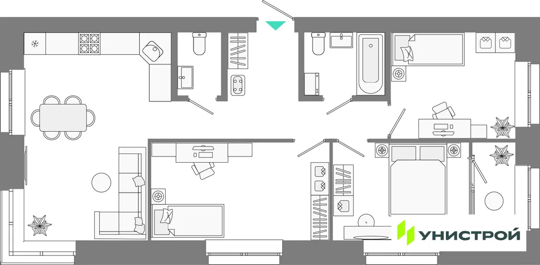 Планировка 3-комн. квартира, 71.84 м² ЖК «Лето»
