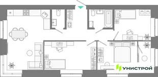 Планировка 3-комн. квартира, 71.84 м² ЖК «Лето»